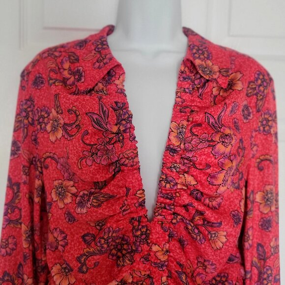 Free People I Got You Printed Top Ruby Combo  Bloomcore Festival Floral-M - Picture 5 of 10